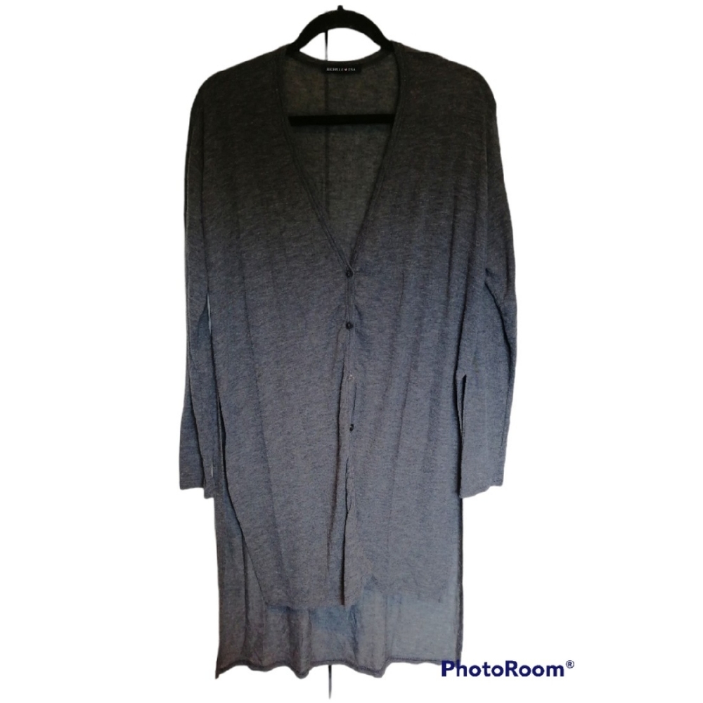 Grey Lightweight Button front Longline Cardigan V-neck